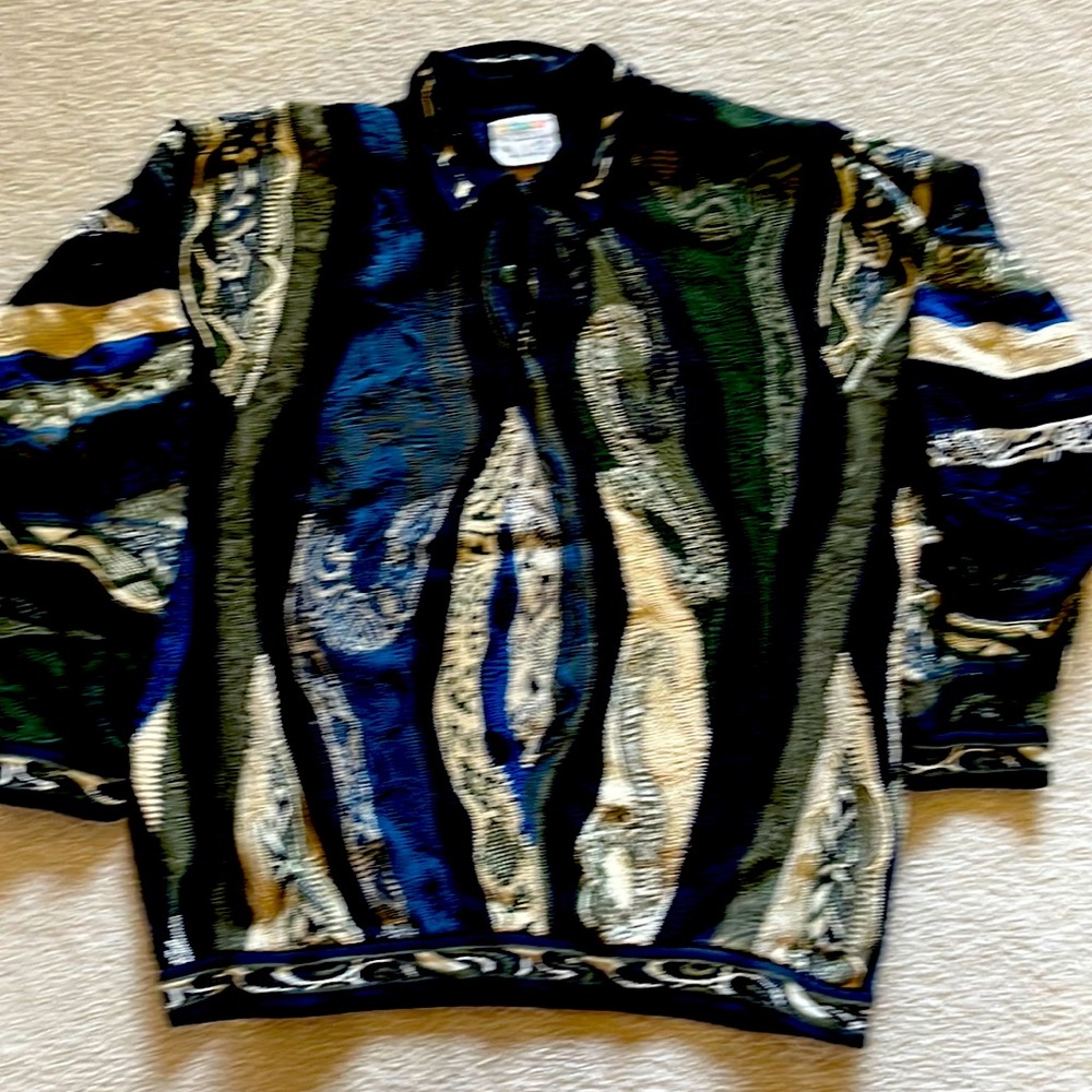 Coogi multi colored collared 3 button sweater